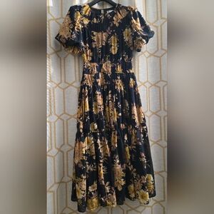 Lost + Wander Black and Yellow Floral Maxi Dress